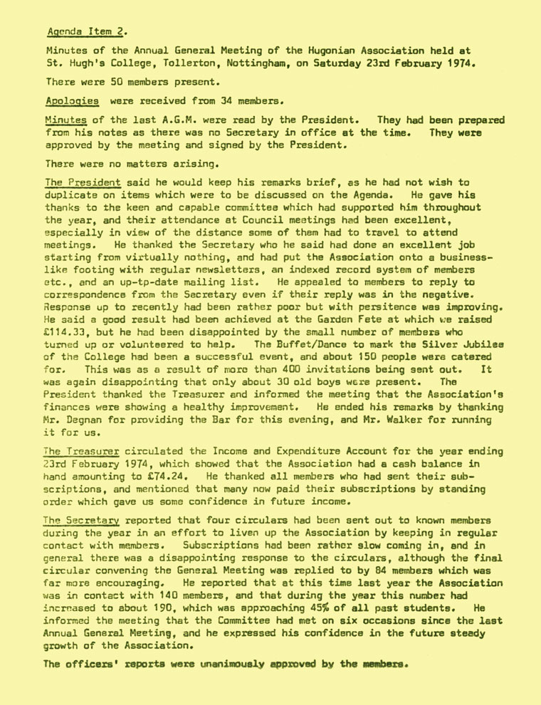 Hugonian Association Directory 1974 page 4
