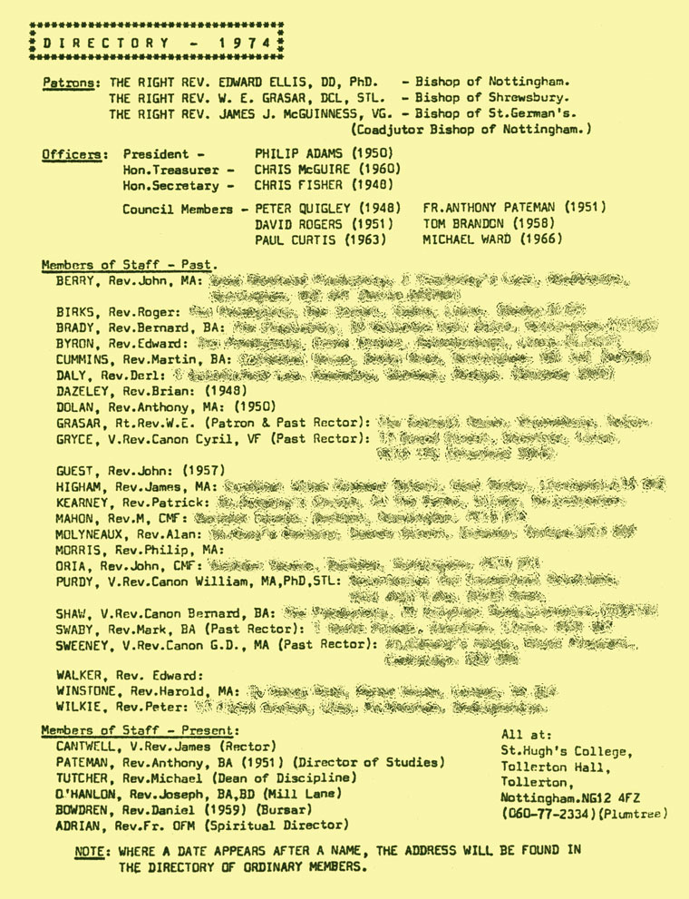 Hugonian Association Directory 1974 page 13