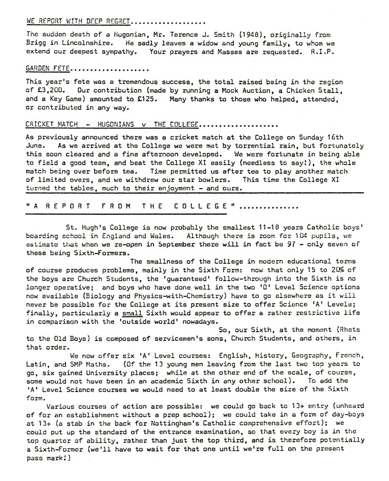 Hugonian Association Newsletter 1974 page 3