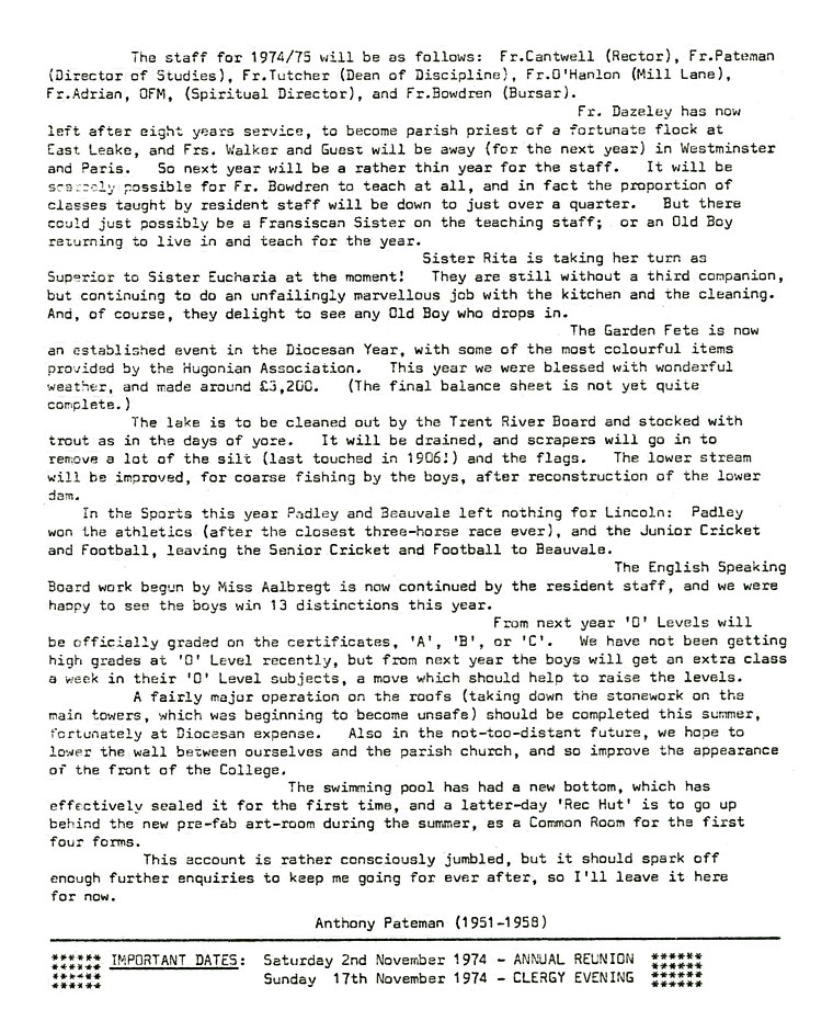 Hugonian Association Newsletter 1974 page 4