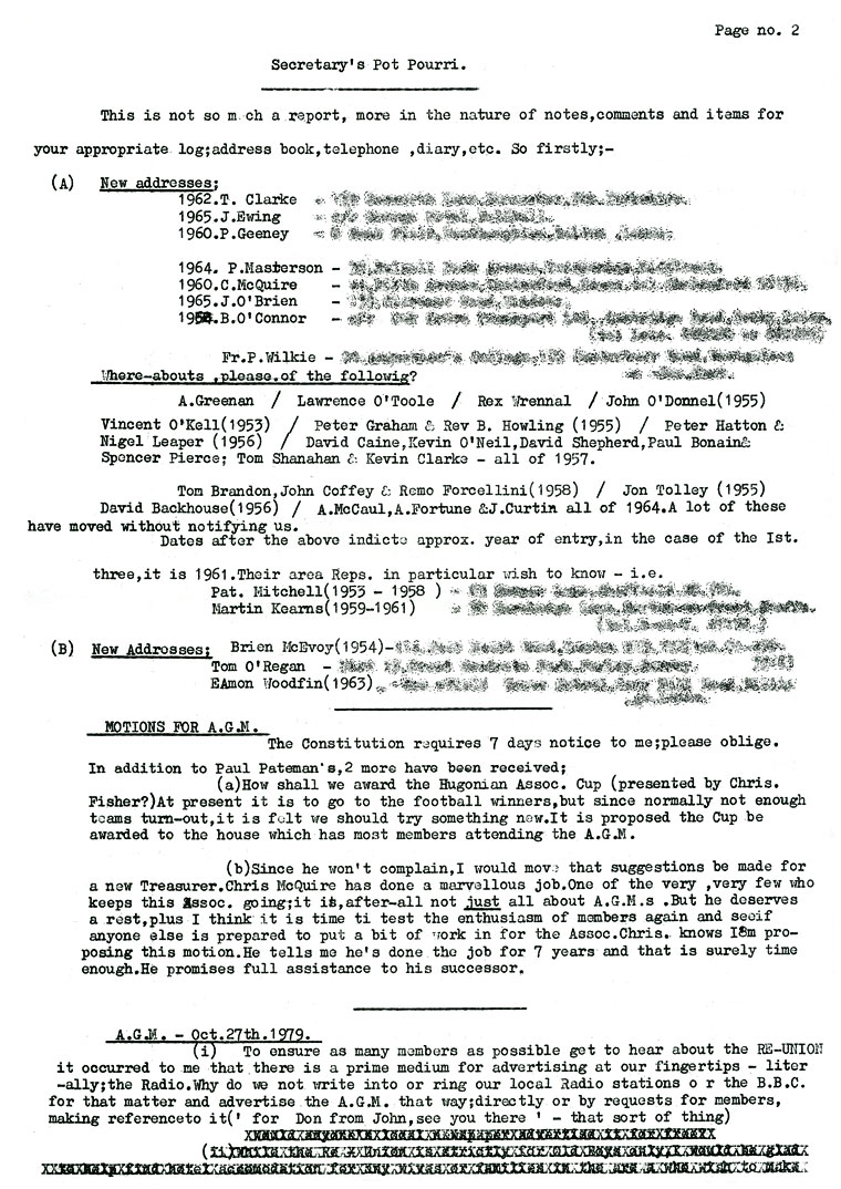 Hugonian Association Newsletter 1979 page 2