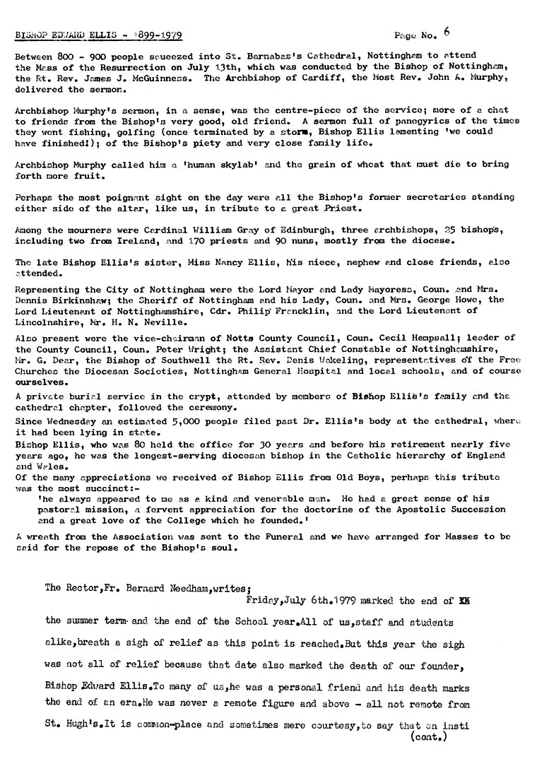 Hugonian Association Newsletter 1979 page 6