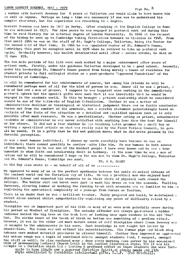 Hugonian Association Newsletter 1979 page 8
