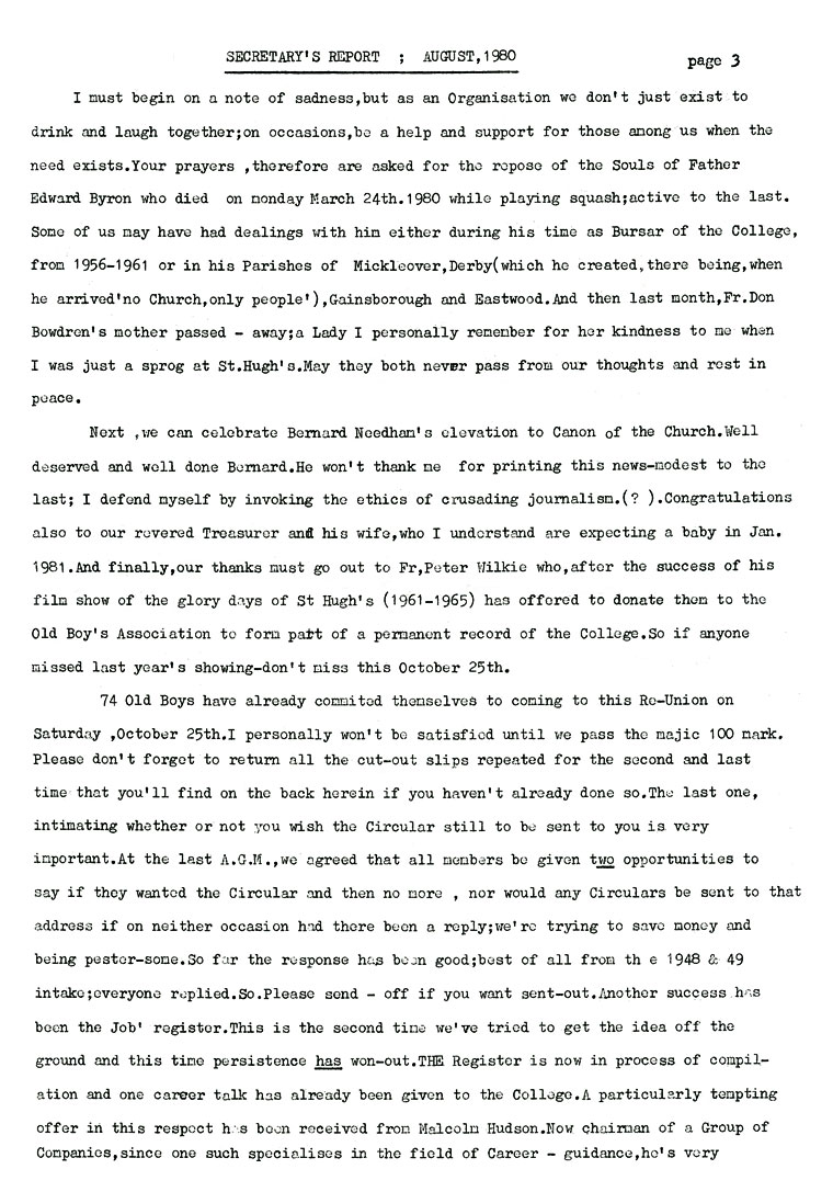 Hugonian Association Summer Circular 1980 page 3