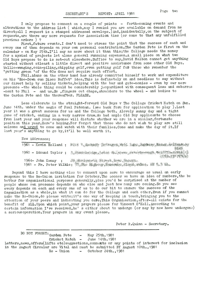 Hugonian Association Circular April 1981 page 2