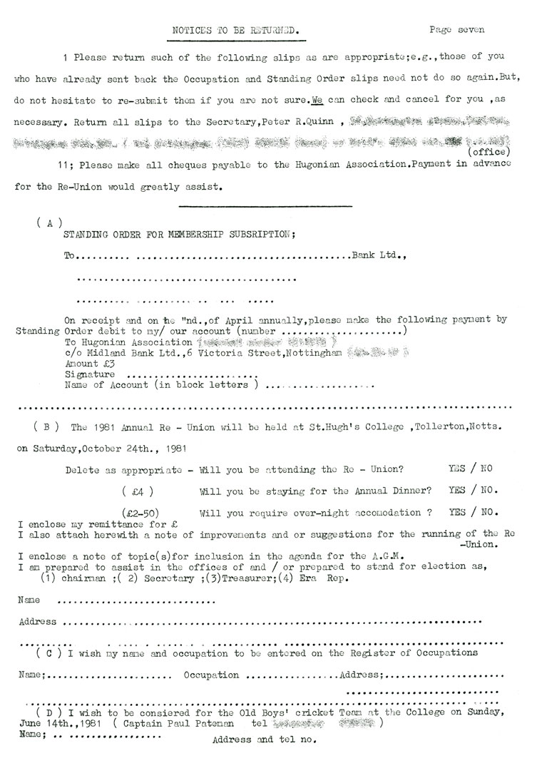 Hugonian Association Circular April 1981 page 7