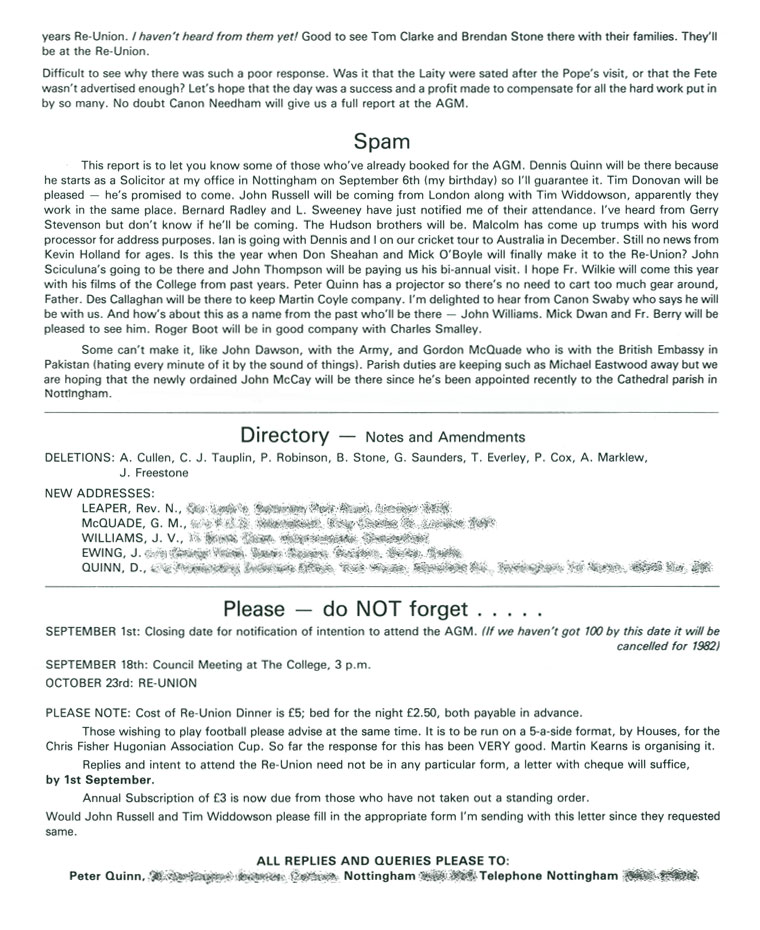 Hugonian Association Newsletter 1982 page 2
