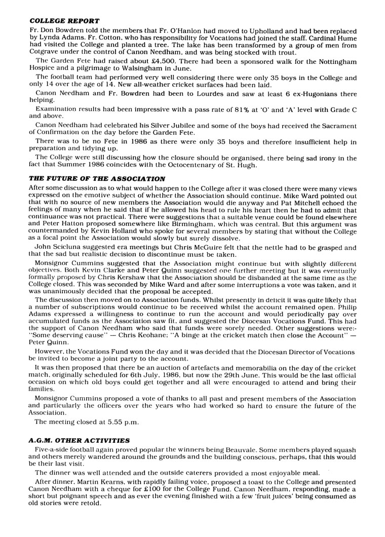 Hugonian Association Newsletter 1986 page 2