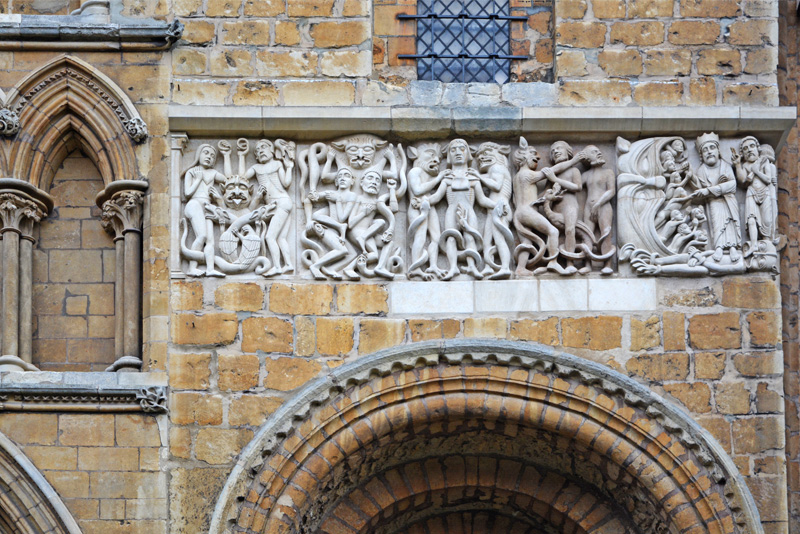 The replica of the Romanesque north frieze