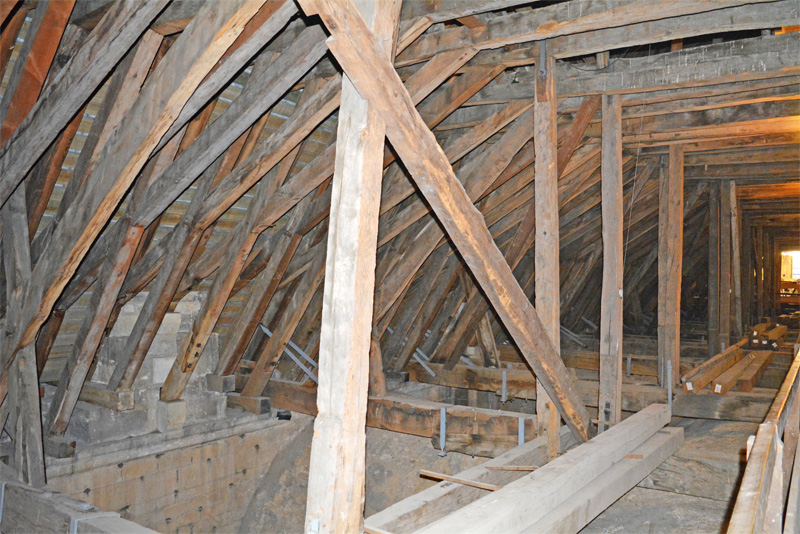 Roof timbers above the nave vaults